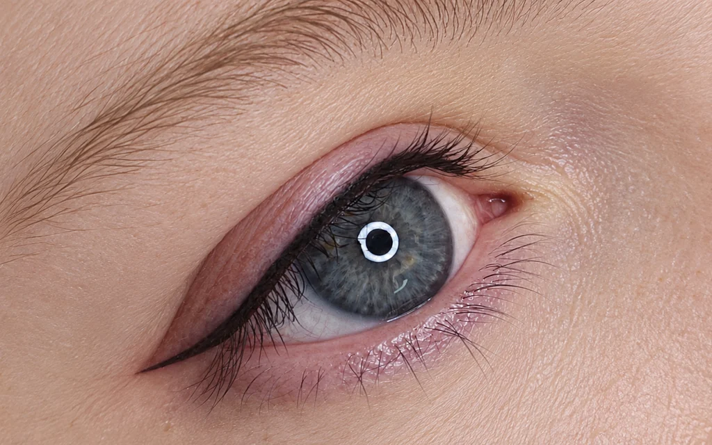 Nærbilde av klassisk eyeliner med en tydelig linje